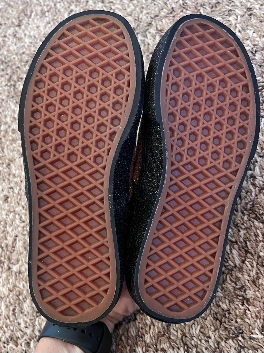 Vans Rainbow Glitter Shoes NWT Youth Size 2.5 Black Gold Sparkly - Picture 5 of 6